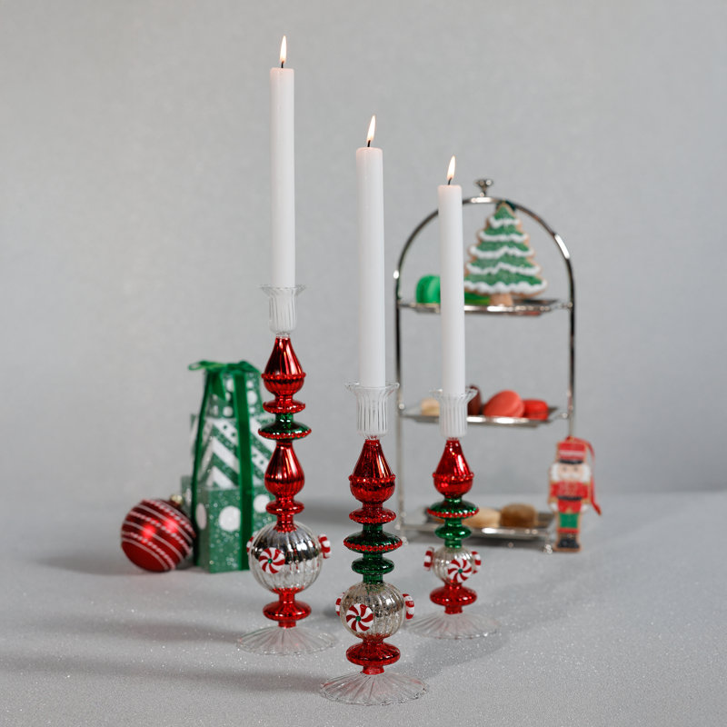 Porte-bougies Holiday en verre Mercury, ensemble de 4, H 9 po x l 3,5 po x P 3,5 po