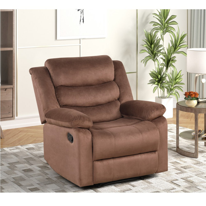  Fauteuil inclinable manuel rembourré avec accoudoirs rembourrés 36 po, Brun