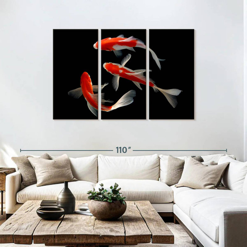 Koi Fish Trio, 48" H x 74" W