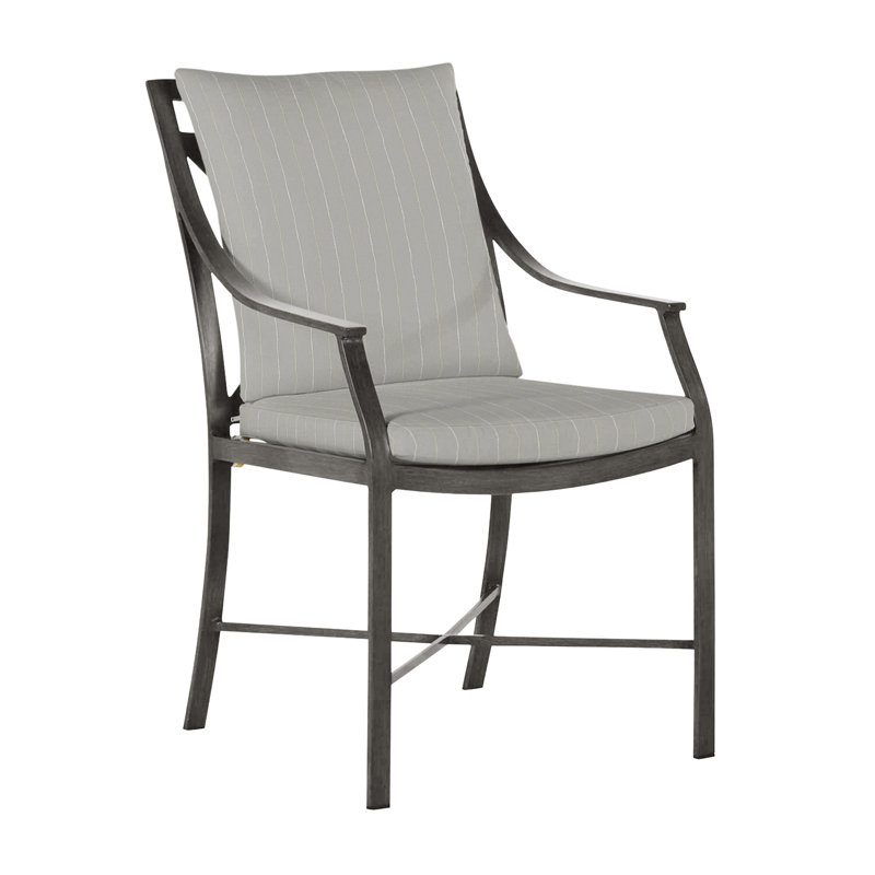 Monaco Patio Dining Armchair with Cushions, Slate Gray, Arbor Chambray Dove Sunbrella®, No Welt