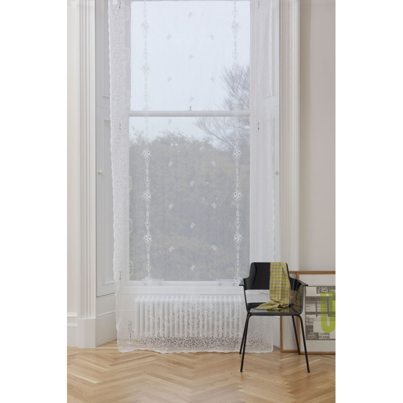 Huck Cotton Blend Sheer Single Curtain Panel, Ivory, 150 W x 230 D cm