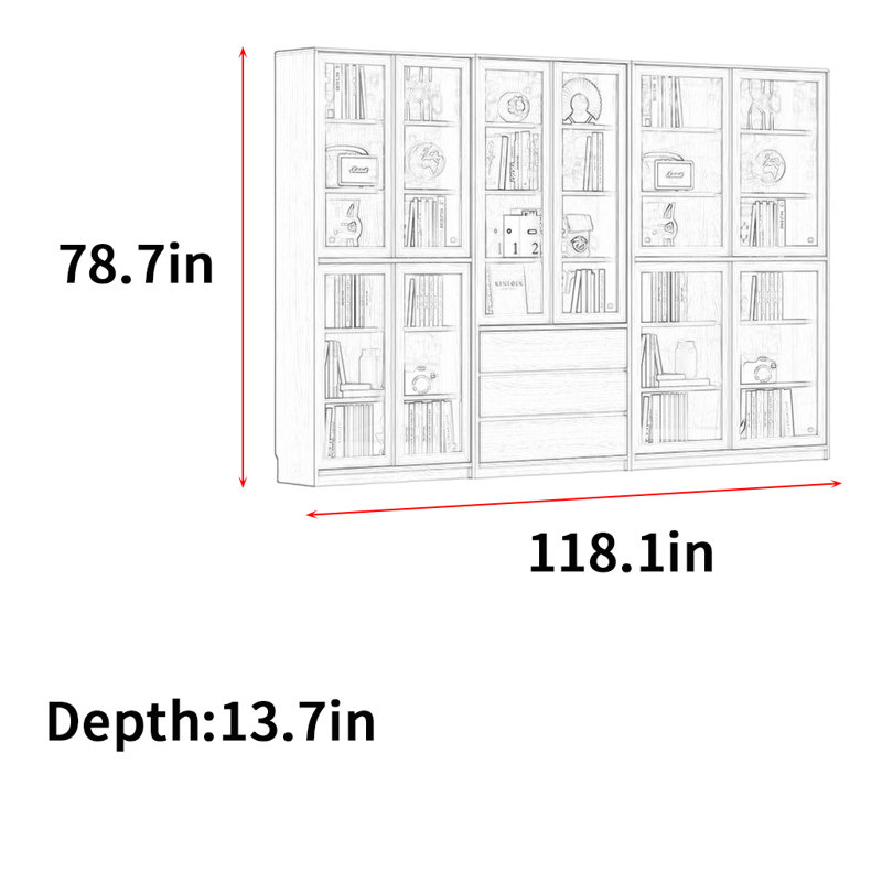 Wlotzka, (5 Shelves) 78.7"H x 118.1"W x 13.7"D