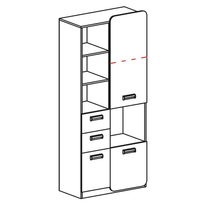 Ofir 188cm H x 80cm W Standard Bookcase, White Matt/Oak Nash