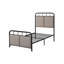 Base de lit simple tapissier en lin avec tête de lit et pied de lit en tissu-131097583