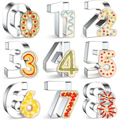 3-Inch Number Cookie Cutter Set – Stainless Steel 0-9 Baking Molds for Birthdays & Holidays