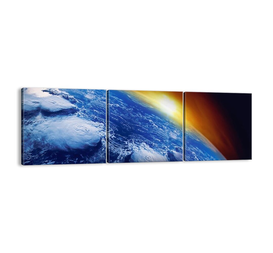 3-tlg. Leinwandbilder-Set - Fotografie „Sunrise over the Blue Planet”