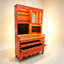 39.37"Off-White Multi-layer Solid Wood Double-sided Multi-drawer Console Display TableOrange Solid Wood Jewelry Storage Console Display Cabinet