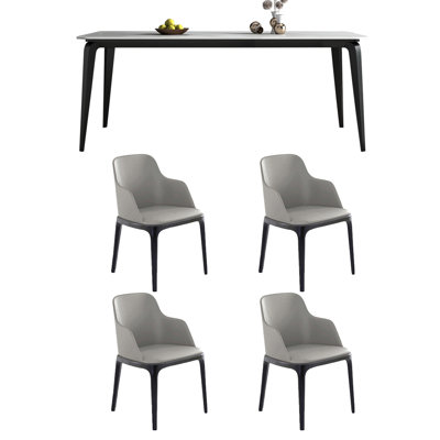 Superior rock plate dining table and chair set
