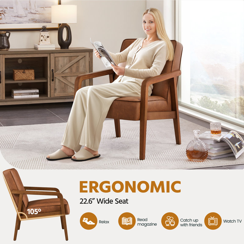 Fauteuil Brandalyn, Similicuir brun clair