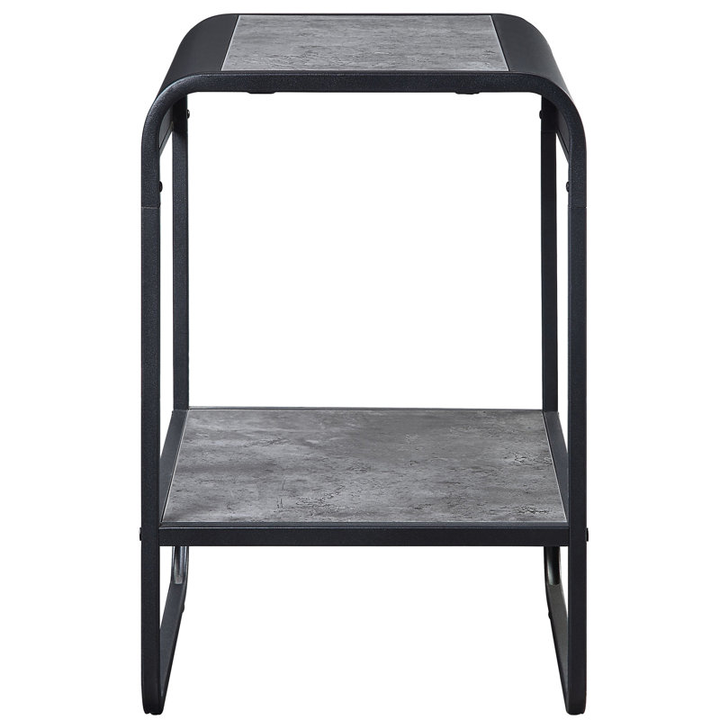 Table de bout en béton gris et noir avec espace de rangement polyvalent et de qualité