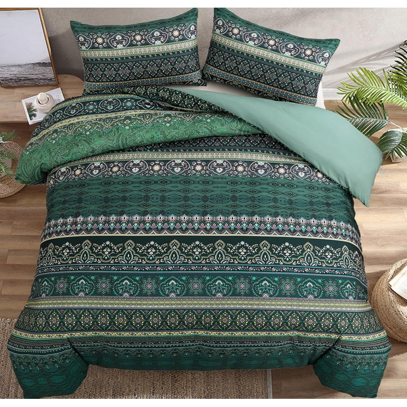 Polyester Floral Duvet Cover, Green Floral