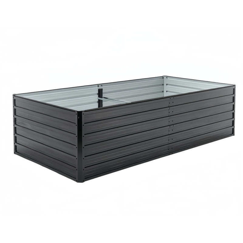 86 po X 44 po X 25 po Lit de jardin surélevé rectangulaire en métal, H 25 po x l 44 po x P 86,3 po, Noir, Ensemble de 1