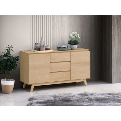 17 In. Long Shelf Oak Finish Server For Organized Display Stylish In A Sophisticated Dining Area