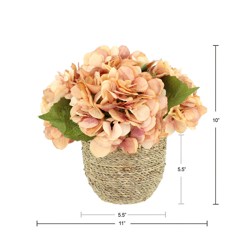 Fall Hydrangea Floral Arrangement, Pink/Peach