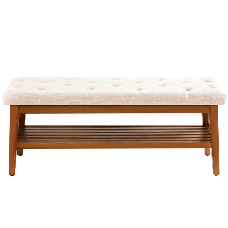 Isaura Upholstered Storage Bench, Beige-B