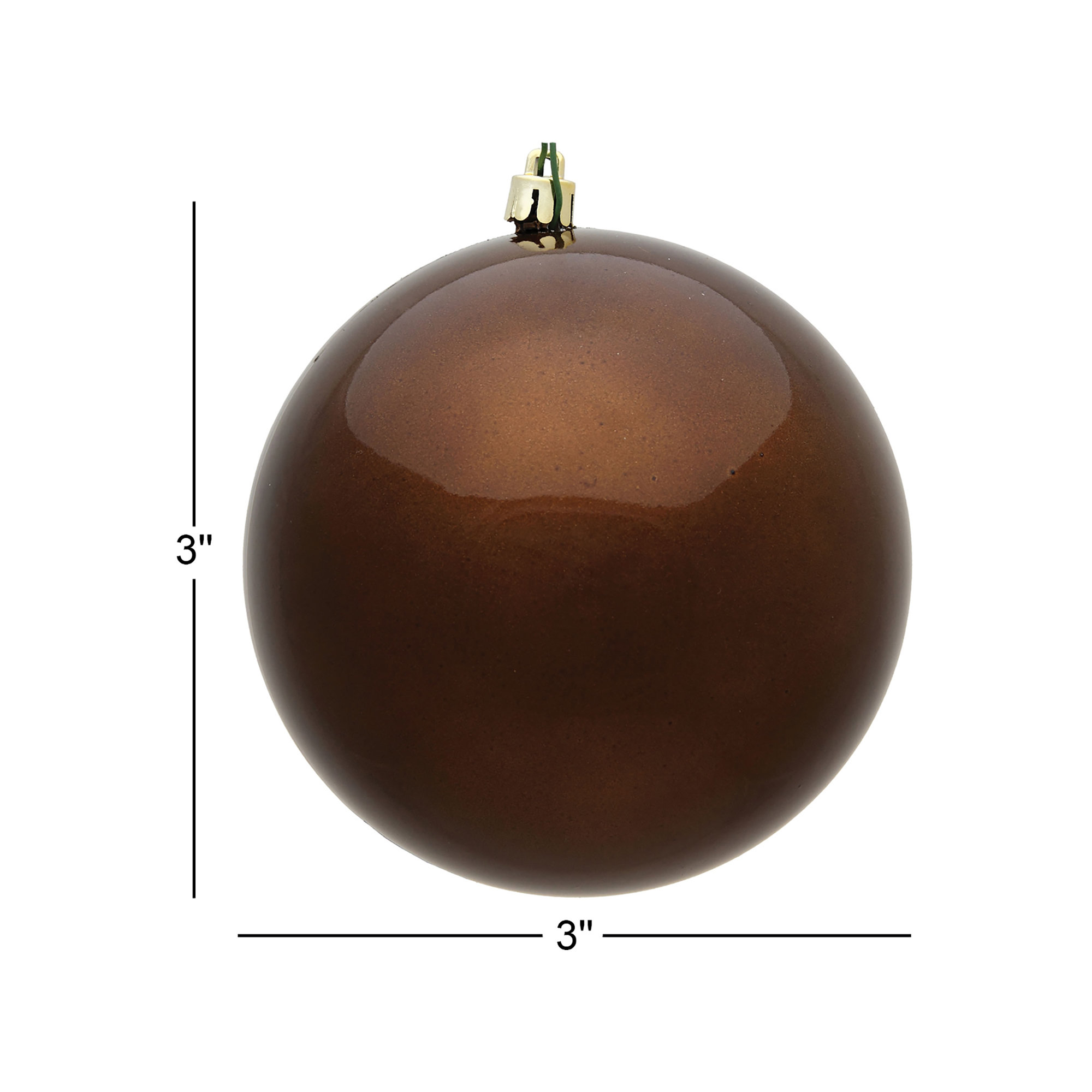 Holiday Décor Ball Ornament, 3" H x 3" W x 3" D, Mocha