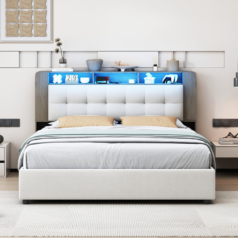 Ottoman Storage Bed, European Double (140 x 200 cm), White