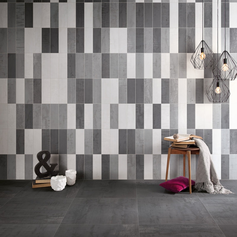 Alloy 24" x 24" Porcelain Metallic Look Wall & Floor Tile ( 15.49 sq. ft. / box), Dark Gray