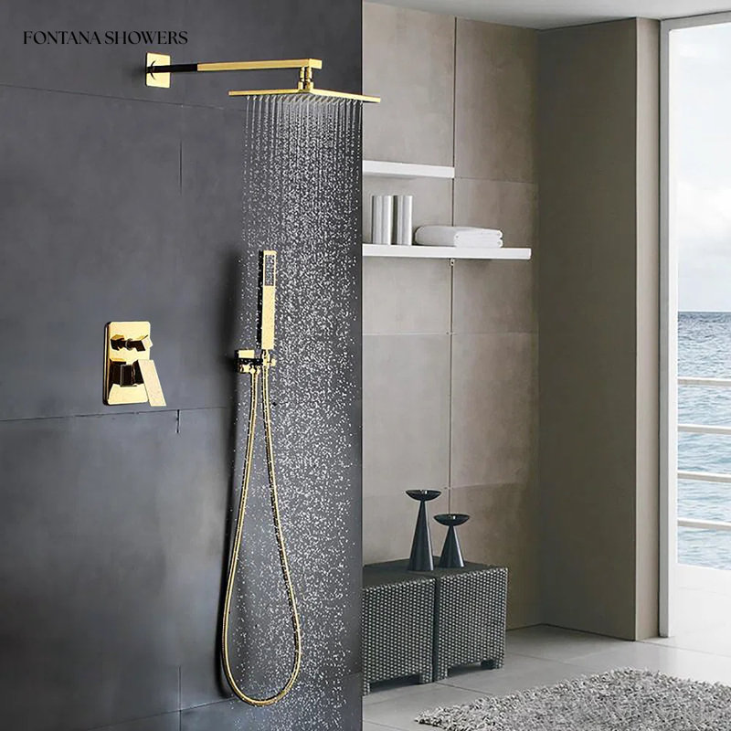 Brass Gold Tone Shower Set Luxury and Style for Your Bathroom Retreat