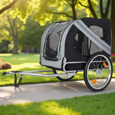 Large Folding Bike Trailer For Dogs – 100LB Capacity All-Terrain Pet Carrier, Durable Steel Frame For Cycling, Jogging, Camping & Outdoor Adventures