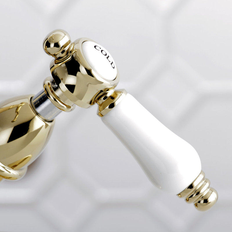 Kingston Brass Bel-Air Two-Handle 1-or-3 Hole Deck Mount Bathroom Faucet with Brass Pop-Up, Polished Brass