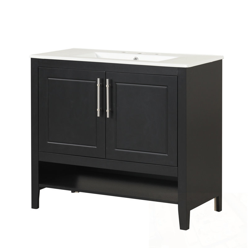 Meuble-lavabo avec lavabo, 2 portes et tablette ouverte