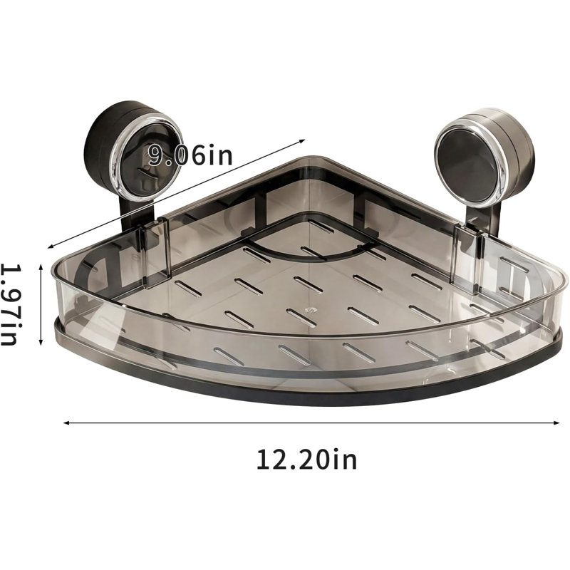 Panier de douche mural à ventouses sans perçage, en acier au carbone antirouille avec système d'évacuation de l'eau, grande capacité, idéal pour salle de bain, cuisine, VR ou appartement, peut contenir shampoing, savon et après-shampoing.