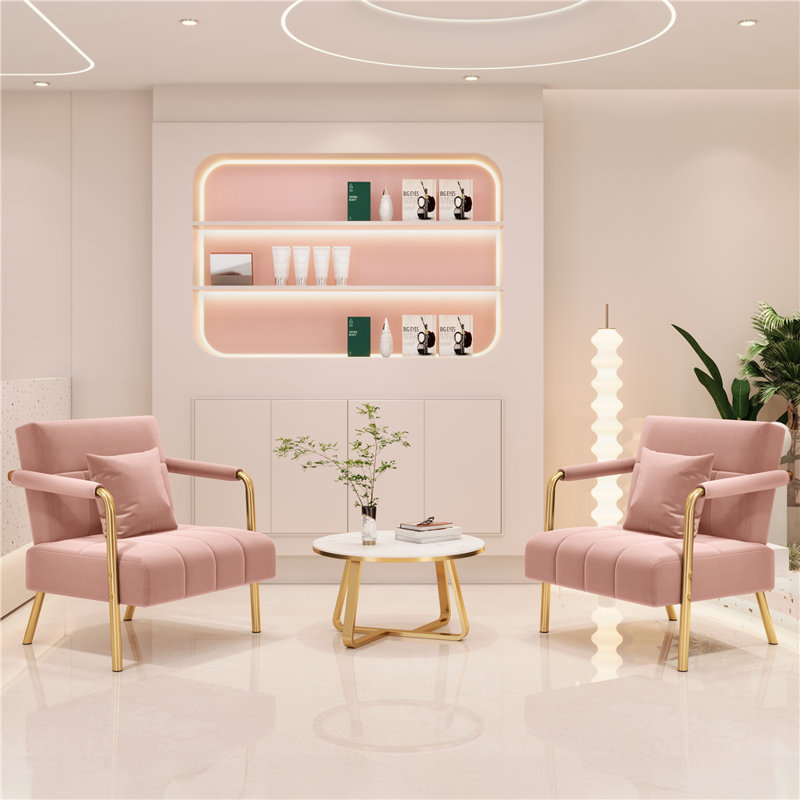 color Upholstered Armchair, Pink