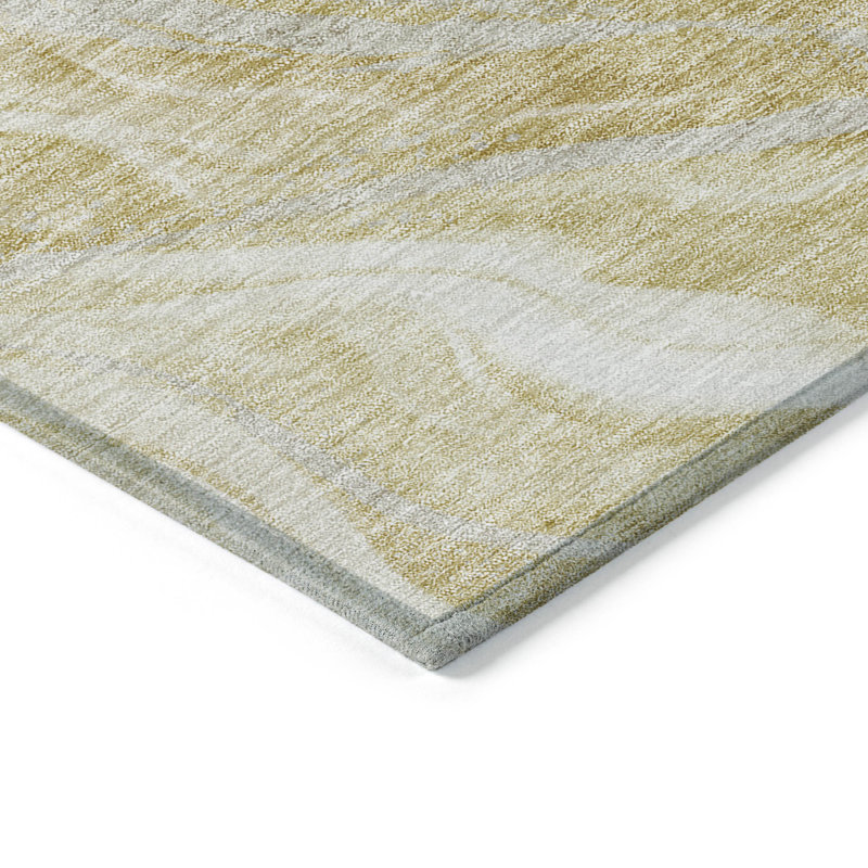 Tapis extérieur lavable abstrait beige et ivoire doré 10 pi x 14 pi