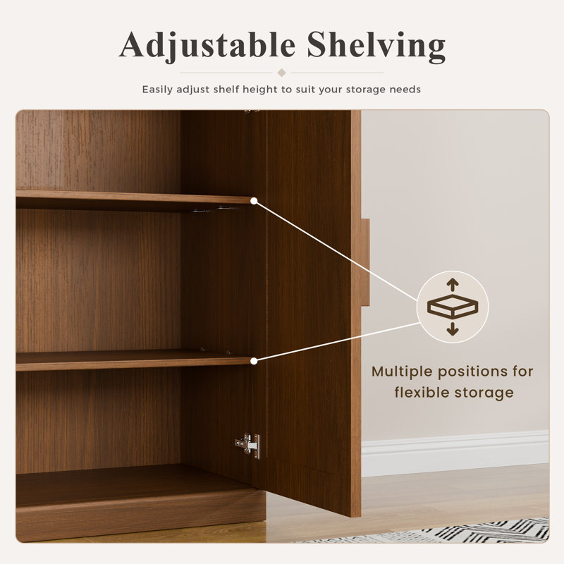 Armoire de rangement moderne à 2 portes avec tablettes réglables 31 po, L 31 po x H 31 po, Noyer