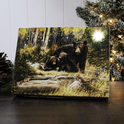 Toile à dos de chevalet noir 8x6 Black Bear Family