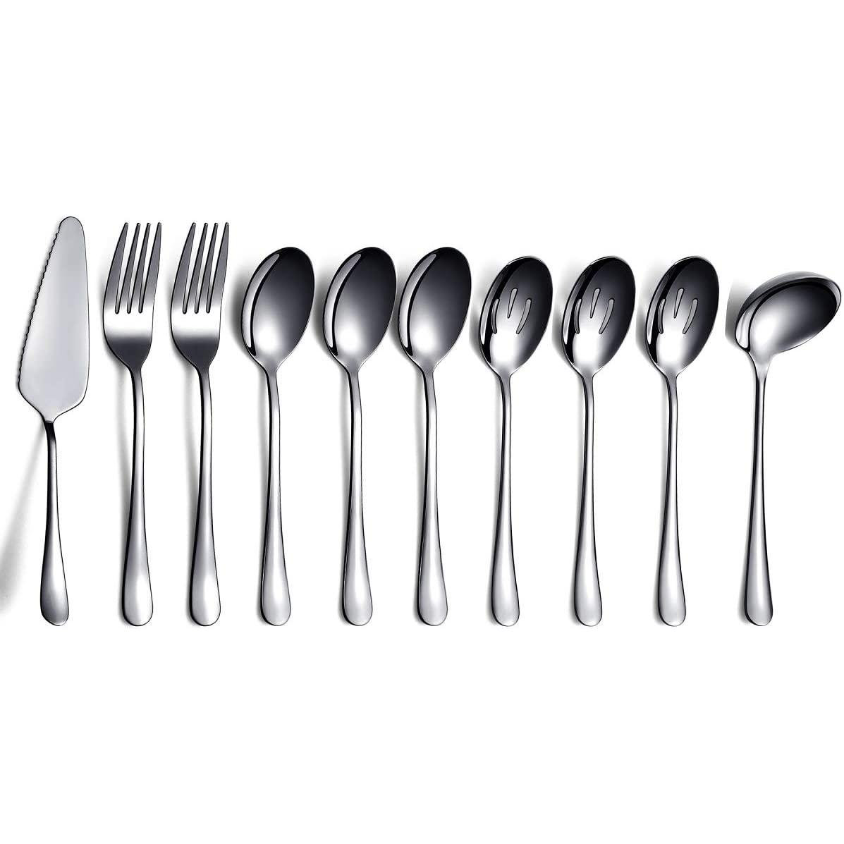 Silverware Set with Serving Pieces, LIANYU 48-Piece Flatware Set Service  for 8, Stainless Steel cutlery Eating Utensils, Mirror