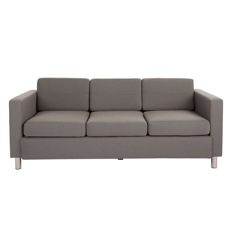 Procter 72.75'' Faux Leather Sofa, Gavotte Gray Fabric
