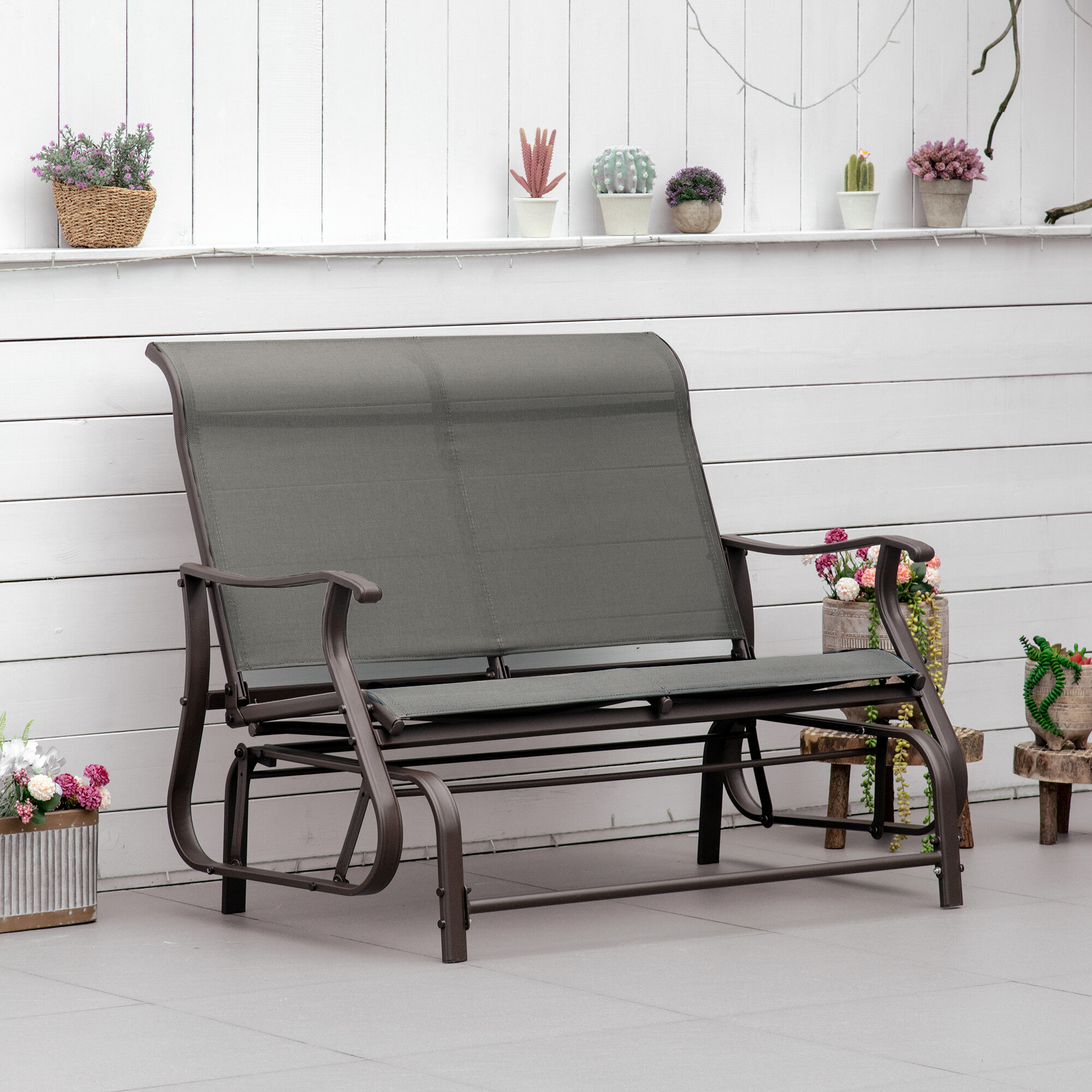 Outdoor patio discount swing glider bench