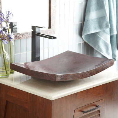 Kohani Hand Hammered Rectangular Vessel Bathroom Sink