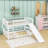 Wood Bunk Bed With Slide And Guardrails-668967441-668967440