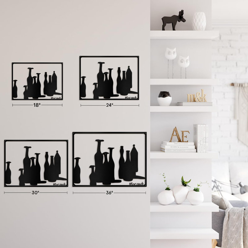 Décoration murale en métal, H 12 po x l 18 po x P 0,05 po, Noir