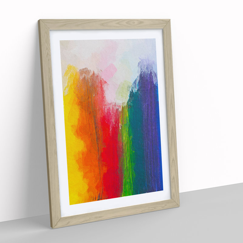 XV1022-4709X Touching The Rainbow Abstract - Print, Oak Framed, 66cm H x 48cm W, White
