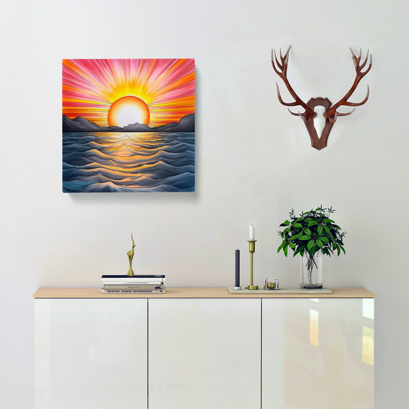 Sunrise Drawing - Wrapped Canvas, 50cm H x 50cm W x 3cm D