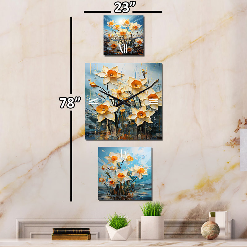 Grande horloge verticale Ericanthony - Daffodils