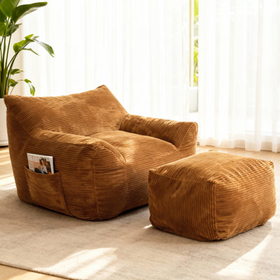 Fauteuil à billes en velours côtelé