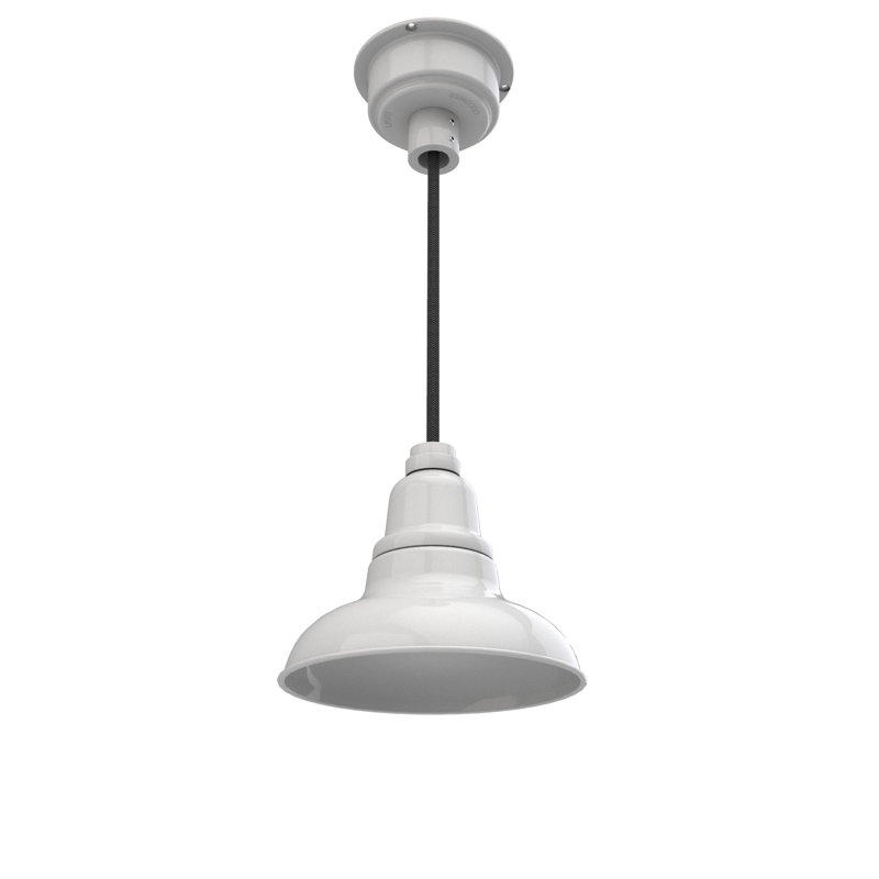 Luminaire suspendu 1 lumière del à simple dôme Idella, Blanc, H 9 po x l 8 po x P 8 po