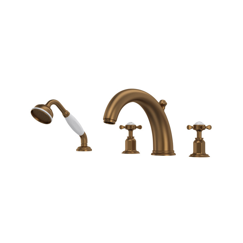 Edwardian™ 4-Hole Deck Mount Tub Filler, English Bronze, Cross Handle