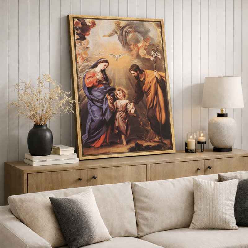 «Sainte famille avec lumière Divine», photos de crèche de Noël classique, impression sur toile encadrée