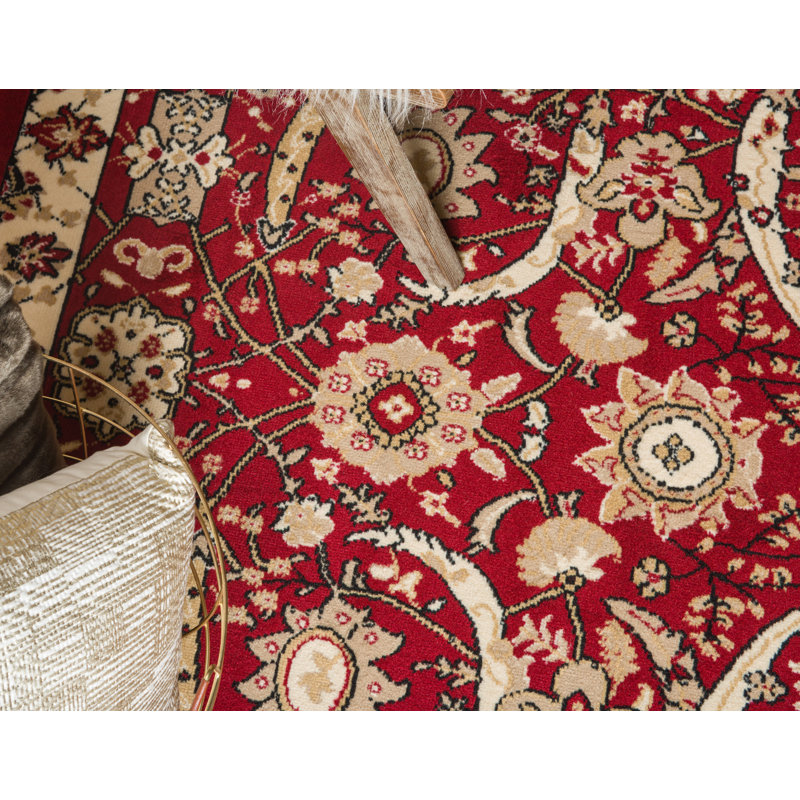 Tapis rouge tissé à la machine Britannia, Rectangle 2 pi 2 po x 3 pi 1 po