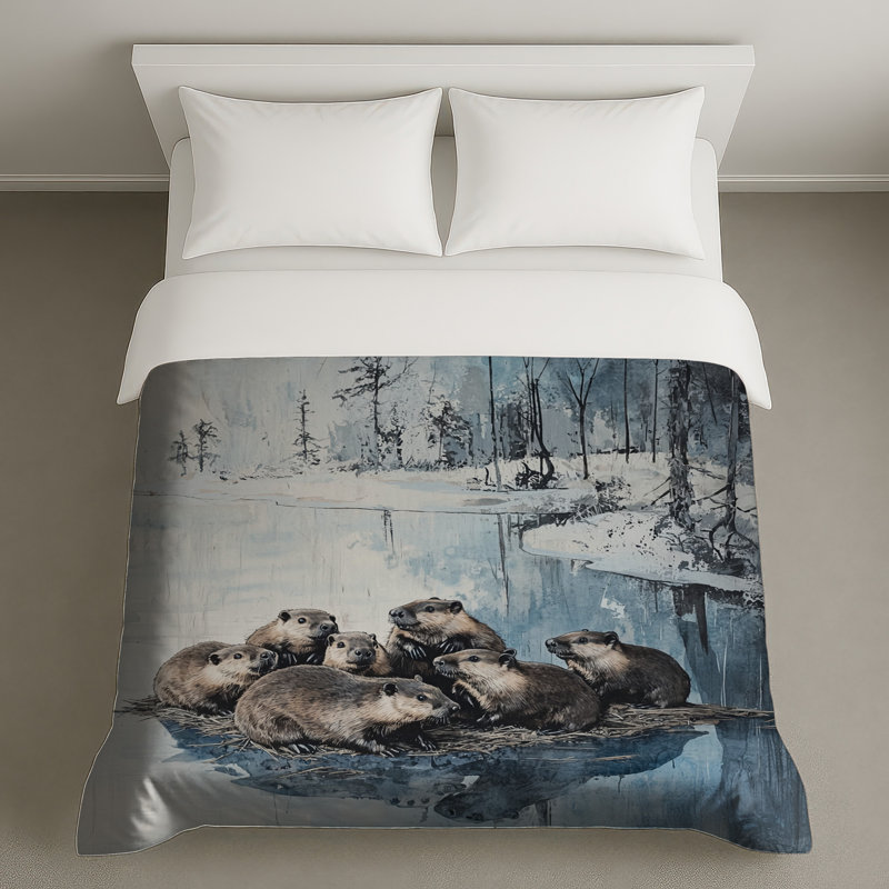 Housse de couette Beavers Bedding Animals Rustic, Grand lit