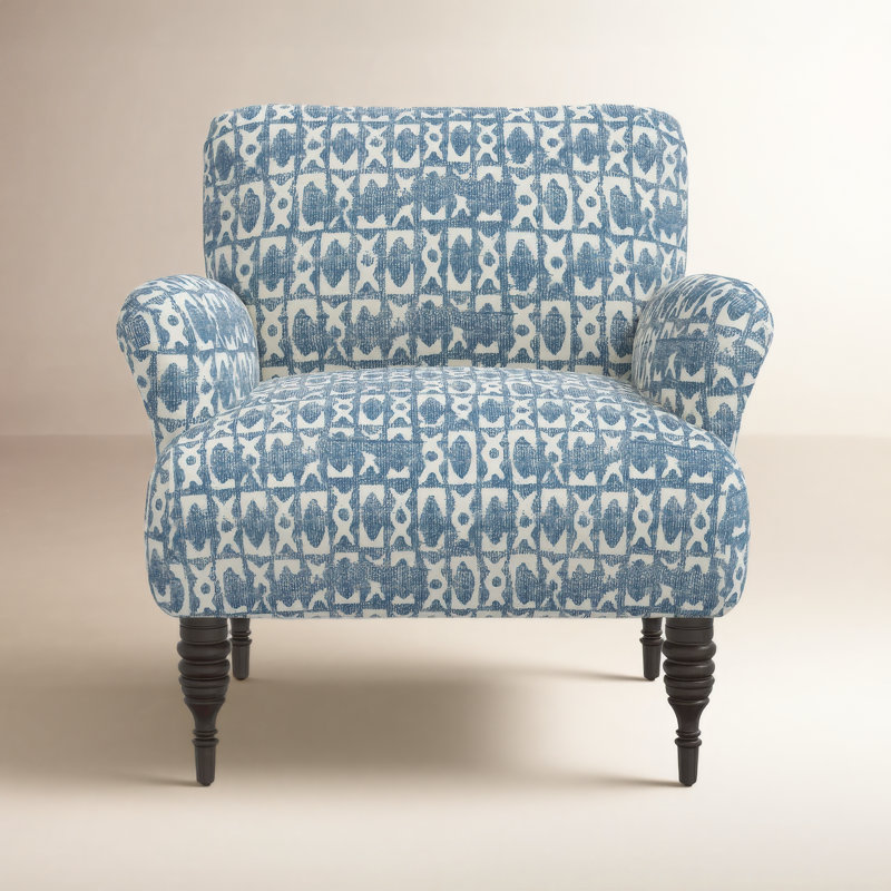 Fauteuil en coton de 32 po de largeur Allura, Blocs texturés bleus