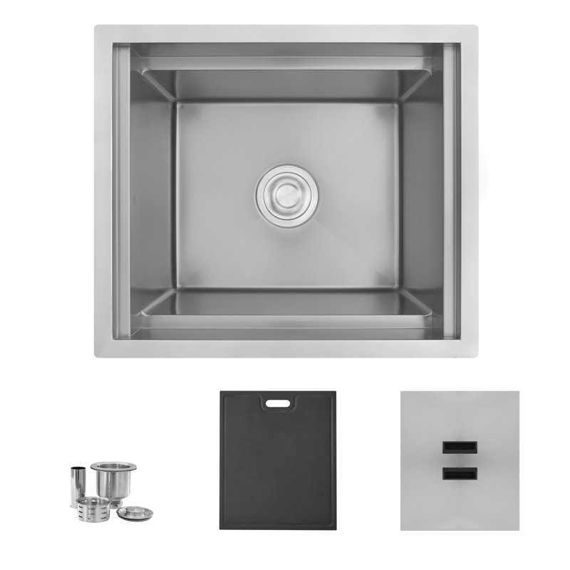 Stylish Dual-Mount 20" Stainless Steel Insulated Ice Chest Workstation Sink with accessories