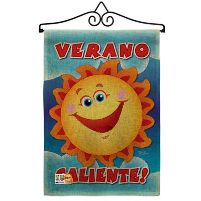 Drapeau de jardin décoratif en toile de jute verticale 19 x 13 po Verano Caliente