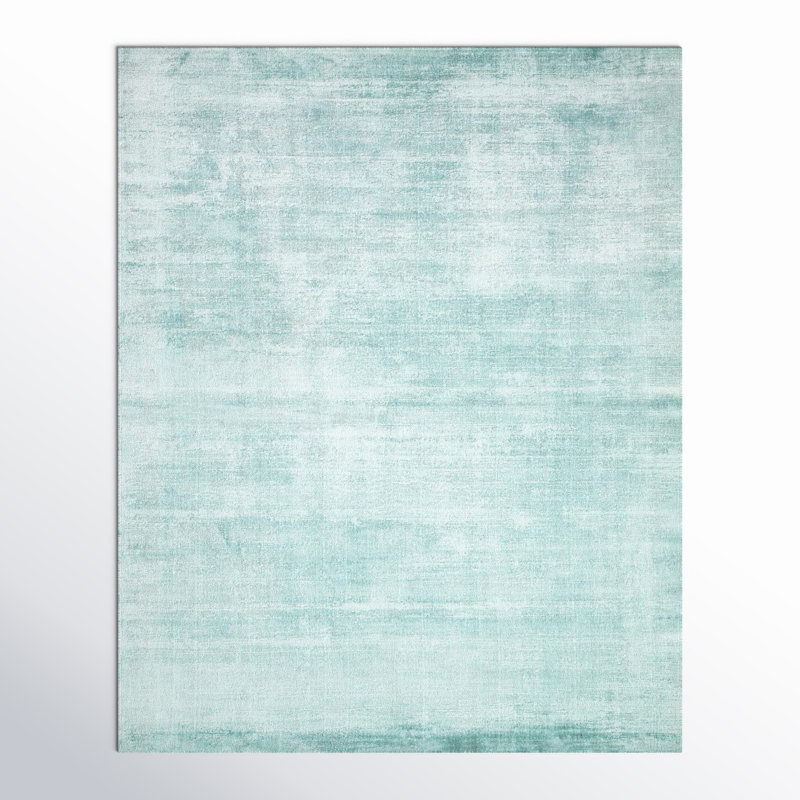Tapis bleu turquoise tissé à la main Owens, Rectangle 12 pi x 15 pi